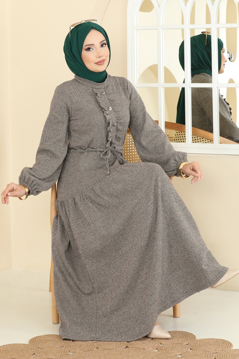 Fırfır Detay Beli Tünelli Elbise 24004UKB139 Vizyon