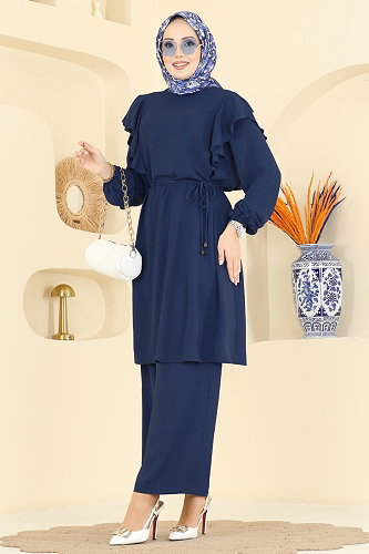 moda selvim Fırfır Detaylı 2 li Takım 5010MDA386 Açık Laci - Thumbnail