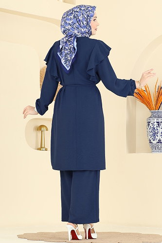 moda selvim Fırfır Detaylı 2 li Takım 5010MDA386 Açık Laci - Thumbnail