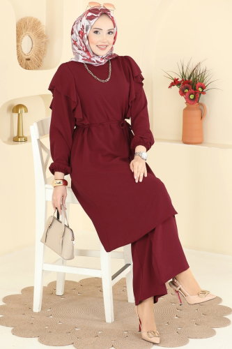 M.O.R. - Fırfır Detaylı 2 li Takım 5010MDA386 Bordo