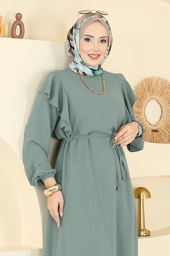 moda selvim Fırfır Detaylı 2 li Takım 5010MDA386 Koyu Mint - Thumbnail