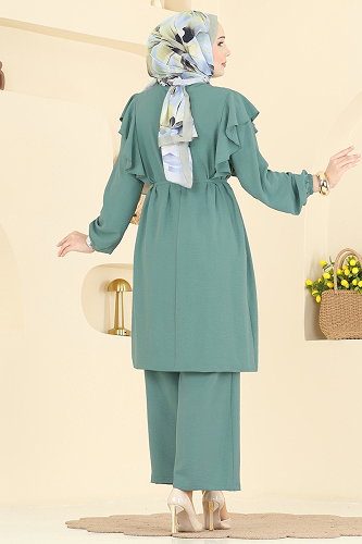 moda selvim Fırfır Detaylı 2 li Takım 5010MDA386 Mint - Thumbnail
