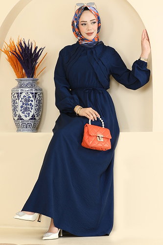 moda selvim Fırfır Detaylı Bağcıklı Elbise 394ASN888 Laci - Thumbnail