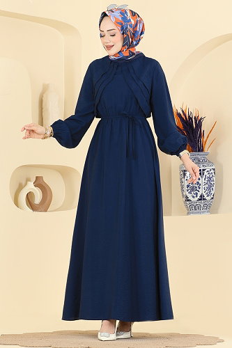 moda selvim Fırfır Detaylı Bağcıklı Elbise 394ASN888 Laci - Thumbnail