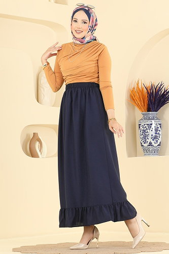 moda selvim Fırfır Detaylı Etek 148NZRK1200 Laci - Thumbnail