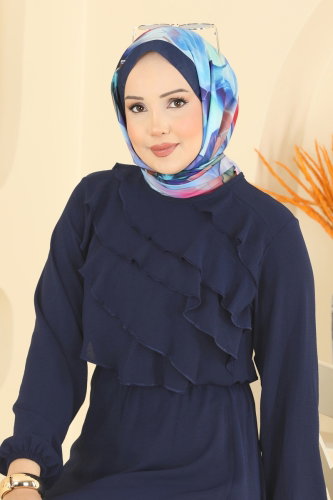 M.S.Z. - Fırfır Detaylı Katlı Elbise 2667MSZ1172 Laci