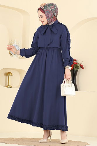 moda selvim Fırfır Detaylı Terikoton Takım 0847LVA1173 Laci - Thumbnail