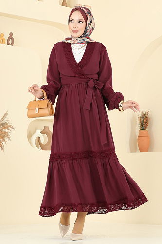 moda selvim Fisto Detaylı Modal Takım 2721SL432 Bordo - Thumbnail