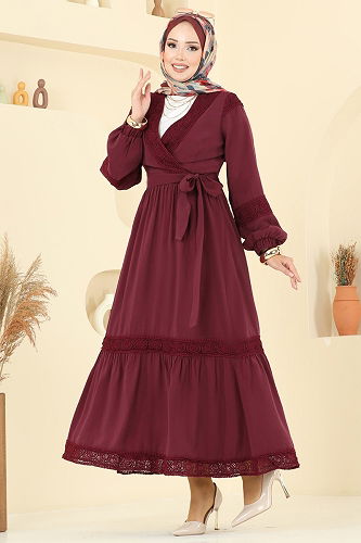 moda selvim Fisto Detaylı Modal Takım 2721SL432 Bordo - Thumbnail