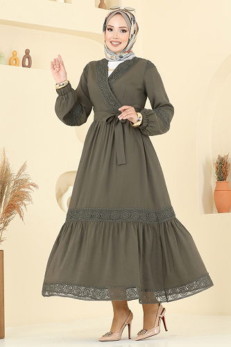 moda selvim Fisto Detaylı Modal Takım 2721SL432 Haki - Thumbnail