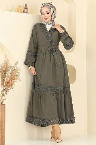 moda selvim Fisto Detaylı Modal Takım 2721SL432 Haki - Thumbnail