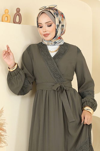 moda selvim Fisto Detaylı Modal Takım 2721SL432 Haki - Thumbnail