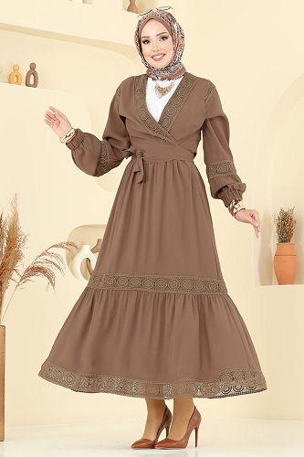 moda selvim Fisto Detaylı Modal Takım 2721SL432 Kahve - Thumbnail