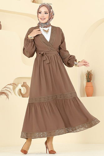 moda selvim Fisto Detaylı Modal Takım 2721SL432 Kahve - Thumbnail