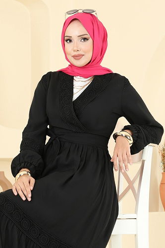 moda selvim Fisto Detaylı Modal Takım 2721SL432 Siyah - Thumbnail