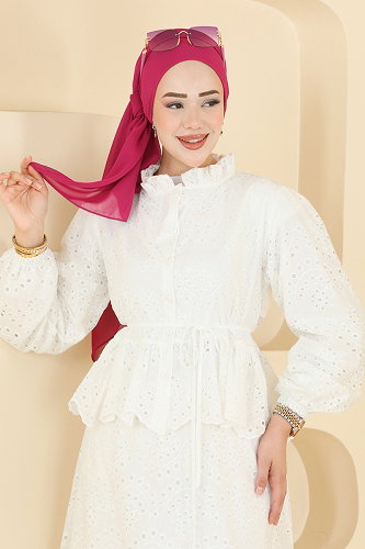 moda selvim Fisto Düğmeli 2 li Takım 3389HBS856 Ekru - Thumbnail