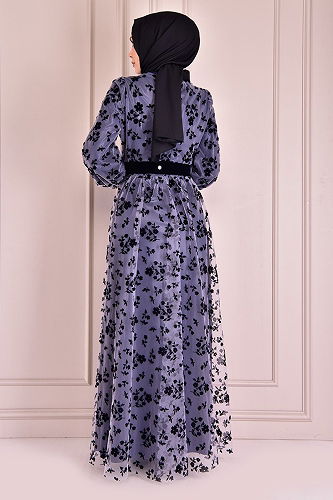 moda selvim الفستانASM2486-M أنثراسايت - Thumbnail