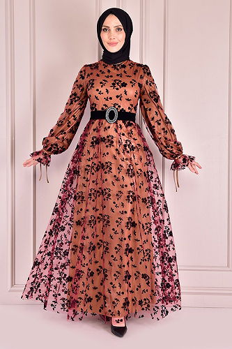 moda selvim الفستانASM2486-M عشرة - Thumbnail