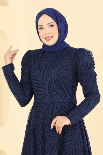 E.D.F. - Flok Baskı Simli Abiye 5776EDF311 Laci