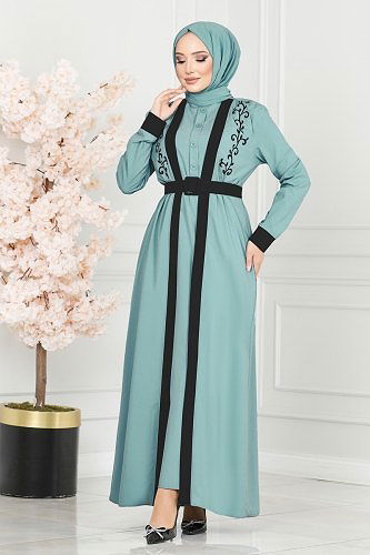 moda selvim Flok Baskılı İkili Takım ASM2694 Mint - Thumbnail