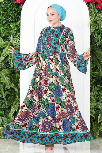 moda selvim الفستان أزرق 7113BG354 - Thumbnail