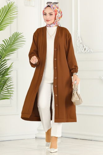 moda selvim Overcoat 160MP806 Tan - Thumbnail