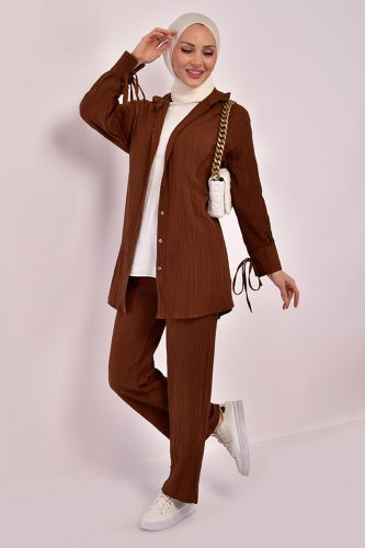 MRV N.F.C. - Front Buttoned Hijab Suit NFC5155-M Coffee
