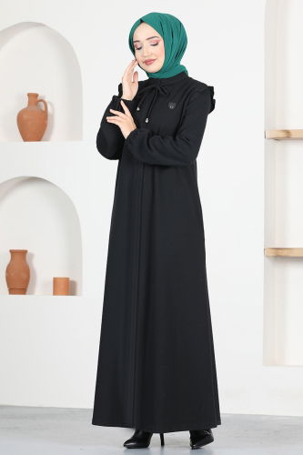 MRV M.S.L. - Front Zippered Abaya MSL9043-M Black