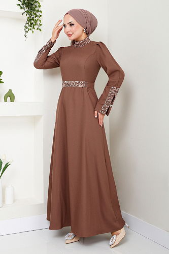 moda selvim فستان سهرة ASN174-M وردي - Thumbnail