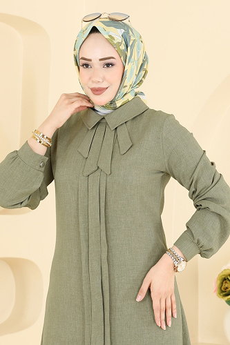 moda selvim Fular Detaylı 2 Li Takım 24044UKB139 Çağla - Thumbnail