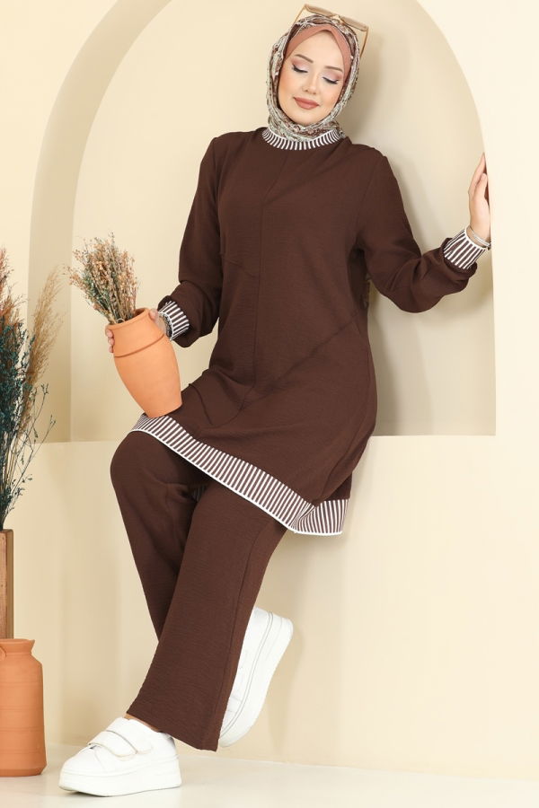 Modaselvim Kombin Garni Detay Aerobin Takım 2635SL432 Kahve