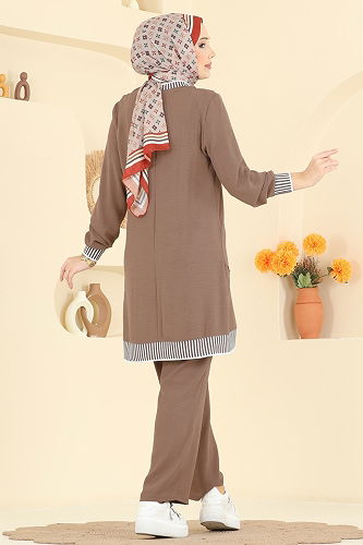 moda selvim Garni Detay Aerobin Takım 2635SL432 Koyu Vizyon - Thumbnail