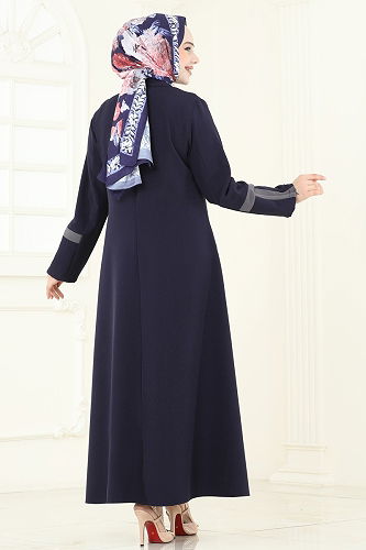 moda selvim Garni Detay Pardesü Ferace 2641SL432 Laci - Thumbnail