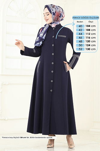 moda selvim Garni Detay Pardesü Ferace 2641SL432 Laci - Thumbnail