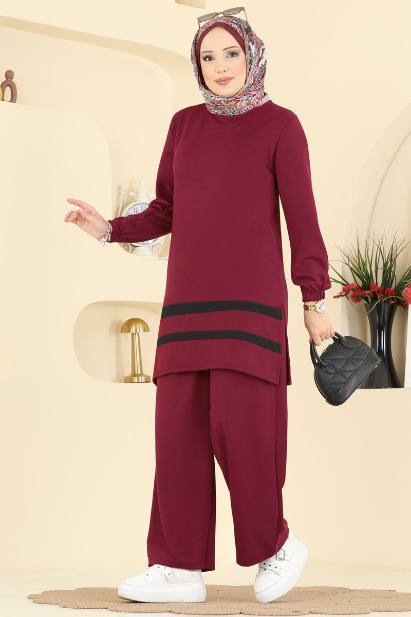Garni Detaylı İki İplik Takım 1004ETT926 Bordo