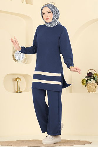 moda selvim Garni Detaylı İki İplik Takım 1004ETT926 Laci - Thumbnail