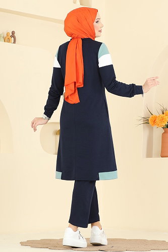 moda selvim Garni Detaylı İki İplik Takım 2794SL432 Laci&Mint - Thumbnail