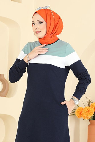 moda selvim Garni Detaylı İki İplik Takım 2794SL432 Laci&Mint - Thumbnail