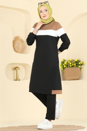 S.L. - Garni Detaylı İki İplik Takım 2794SL432 Siyah&Vizyon