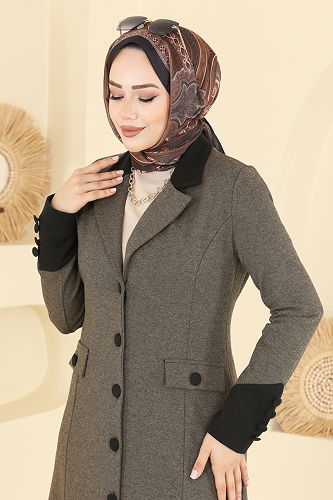 moda selvim Garni Detaylı Tivit Takım ASM2840 Kahve&Siyah - Thumbnail