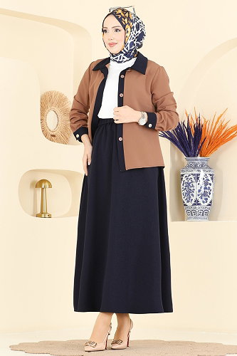 moda selvim Garnili 2 li Etekli Takım 2852SLK540 Latte&Laci - Thumbnail