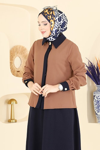 moda selvim Garnili 2 li Etekli Takım 2852SLK540 Latte&Laci - Thumbnail