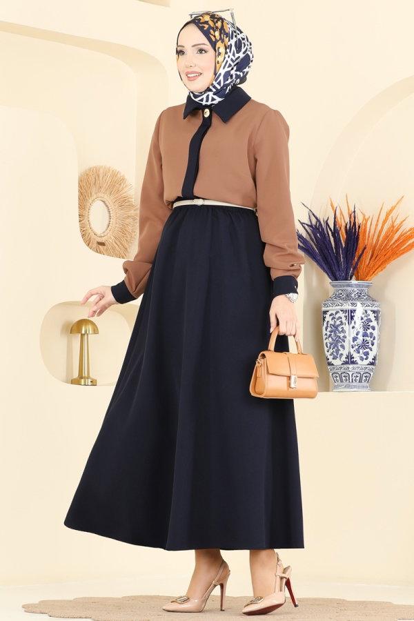 Modaselvim Kombin Garnili 2 li Etekli Takım 2852SLK540 Latte&Laci