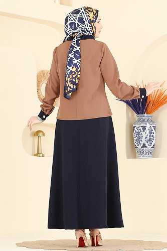 moda selvim Garnili 2 li Etekli Takım 2852SLK540 Latte&Laci - Thumbnail