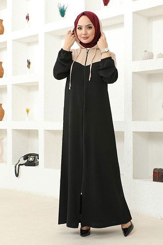 moda selvim Garnished Seasonal Abaya MSL8084 Vision - Thumbnail