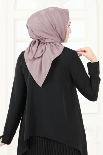 moda selvim Geometrik Desen Jakar Eşarp Serisi 202MDI1081 Gül Kurusu - Thumbnail
