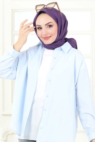 moda selvim Geometrik Desen Jakar Eşarp Serisi 202MDI1081 Mor - Thumbnail