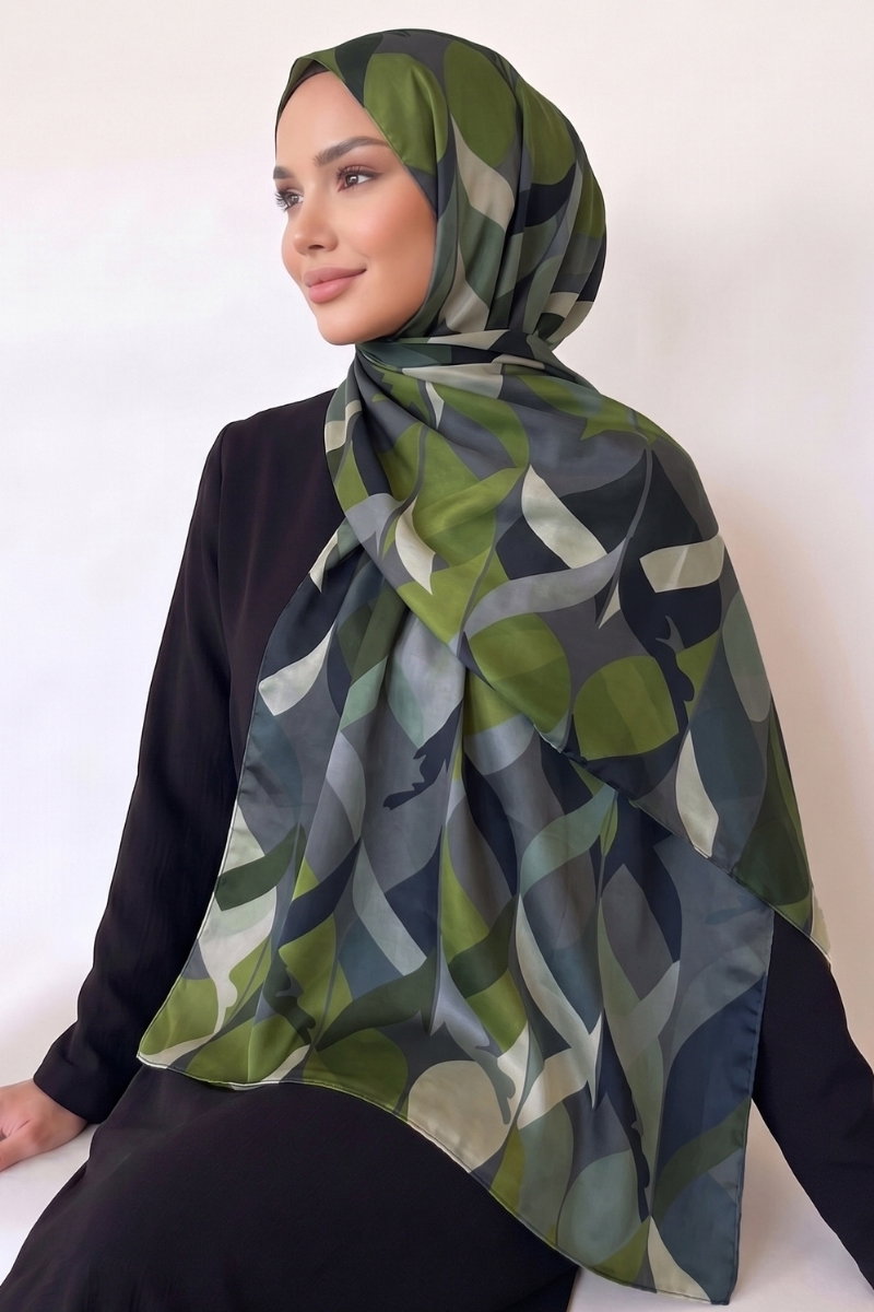 Geometrik Desen Soft Şal 17AFV475 Koyu Gri