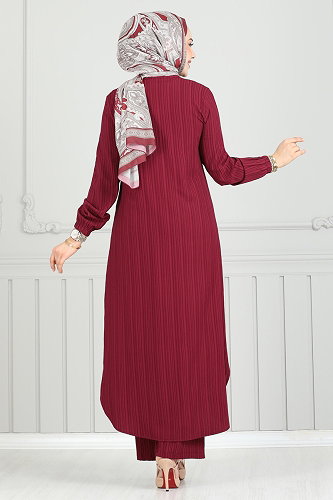 moda selvim Gizli Düğmeli 2 li Takım 5676EDF311 Bordo - Thumbnail