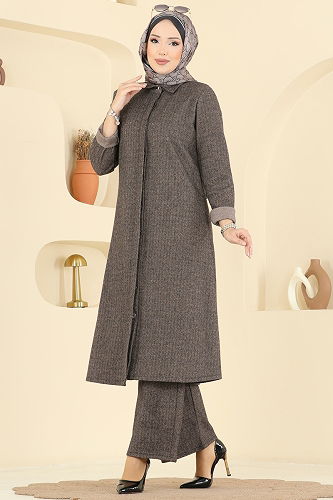 moda selvim Gizli Düğmeli Balıksırtı Takım 24006UKB139 Vizyon - Thumbnail